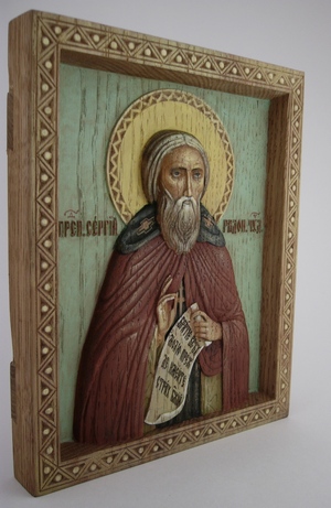 Икона резная Преподобный Сергий Радонежский